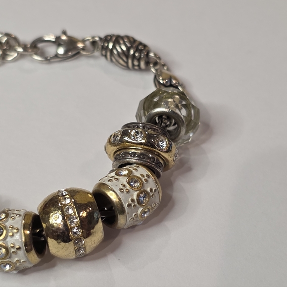 Brighton Mixed Metals‎ Gold Silver Plated Spacer Charms Crystals Enamel Bracelet